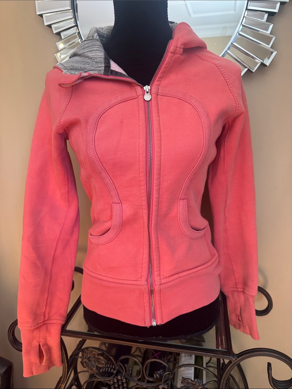 lululemon athletica Coral Pink Hooded Zip Jacket